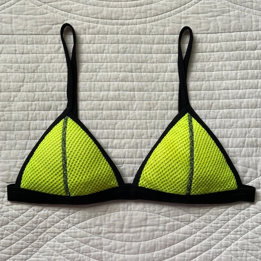 Triangl Ollie Coco Moon Bikini Top Neoprene Mesh Crochet Yellow Black Small